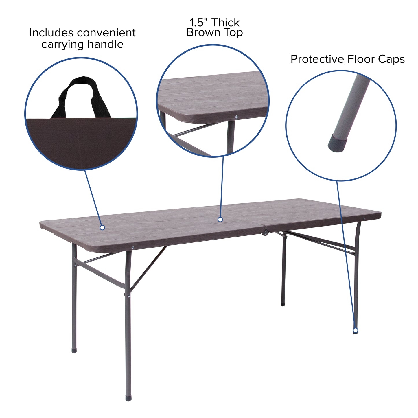 30x72 Brown Plastic Fold Table DAD-LF-183Z-GG