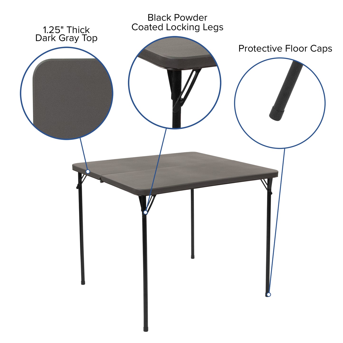 34SQ Gray Plastic Fold Table DAD-LF-86-DG-GG