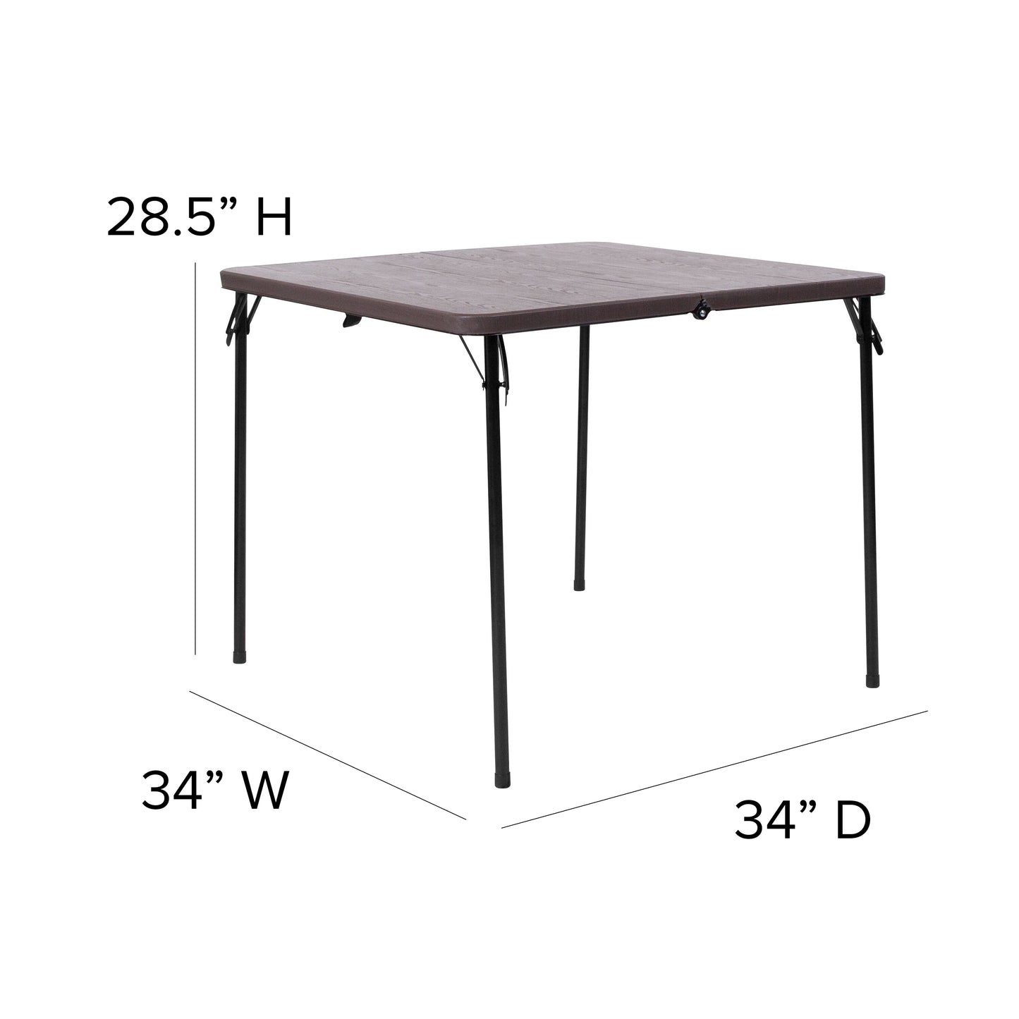 34SQ Brown Plastic Fold Table DAD-LF-86-GG