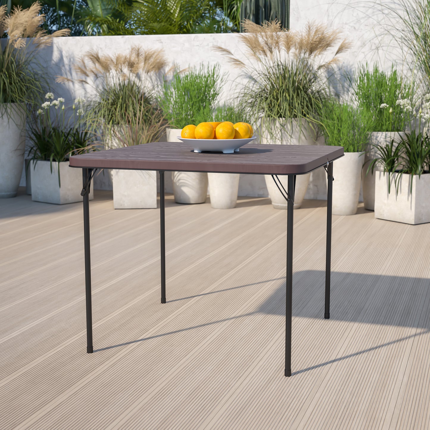 34SQ Brown Plastic Fold Table DAD-LF-86-GG