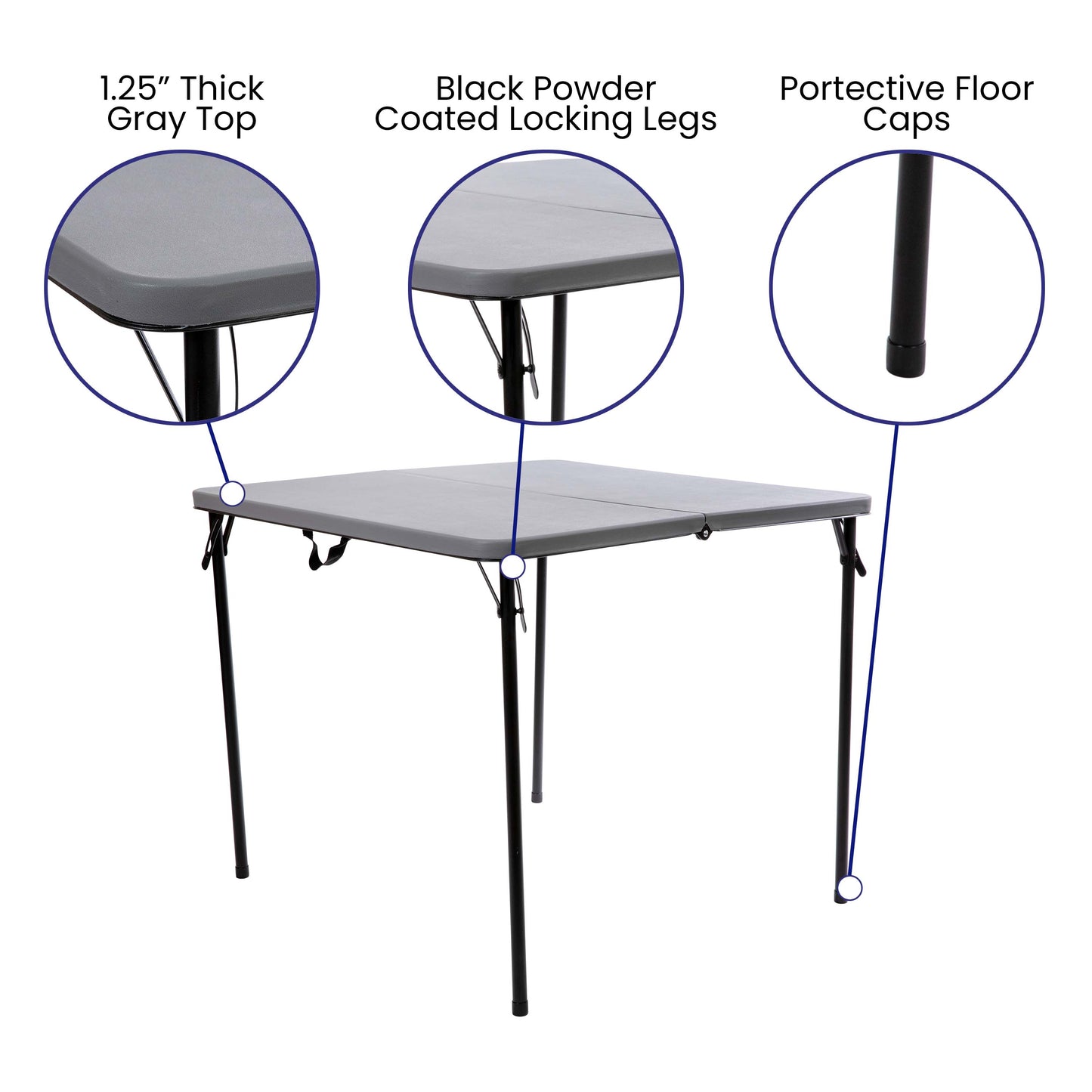 34SQ Gray Plastic Fold Table DAD-LF-86-GY-GG