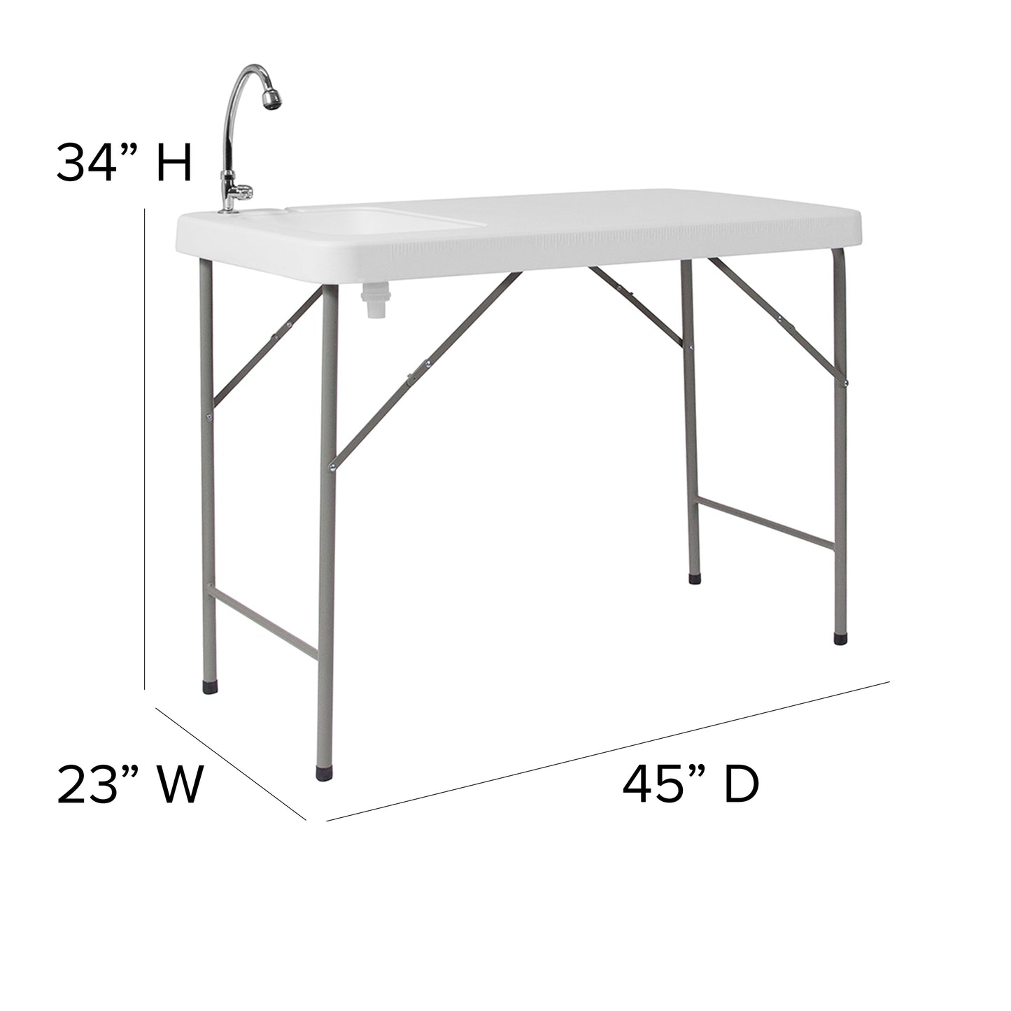 23x45 White Fold Table/Sink DAD-PYZ-116-GG