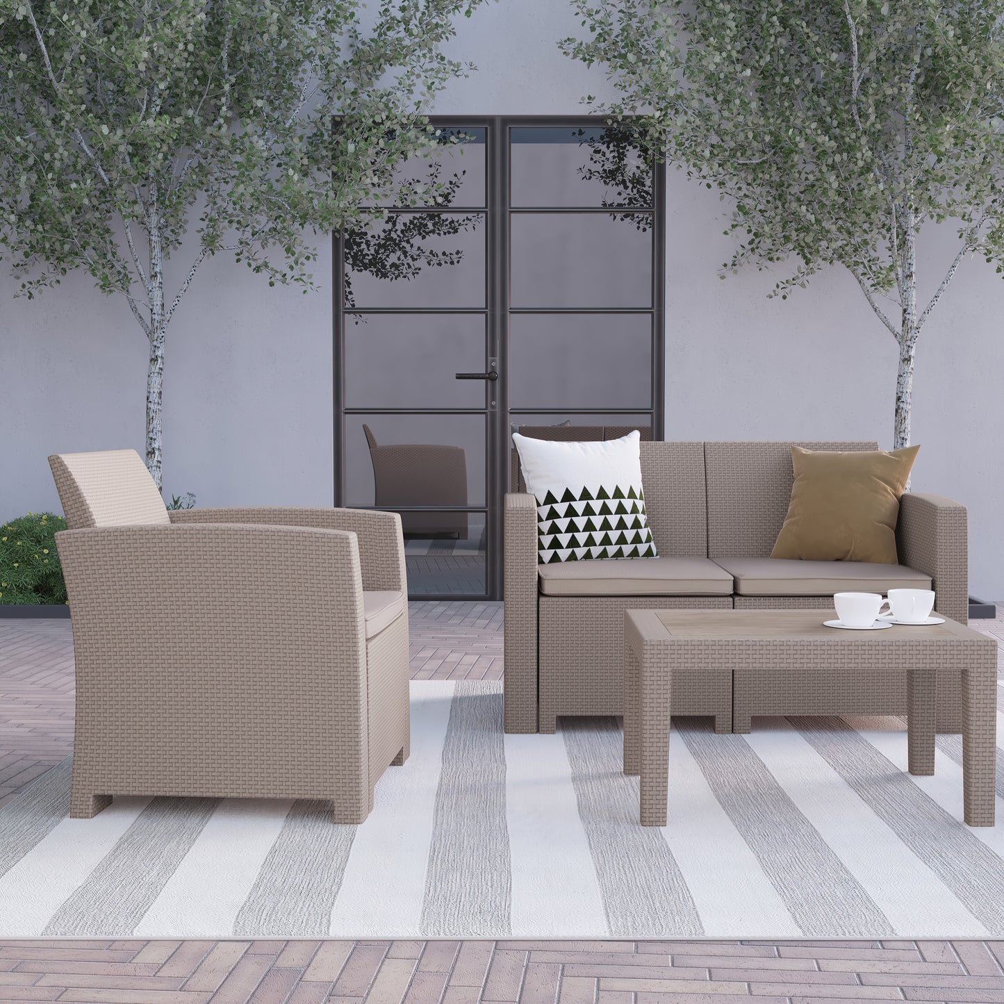 4 PC Gray Outdoor Rattan Set DAD-SF-112T-CRC-GG