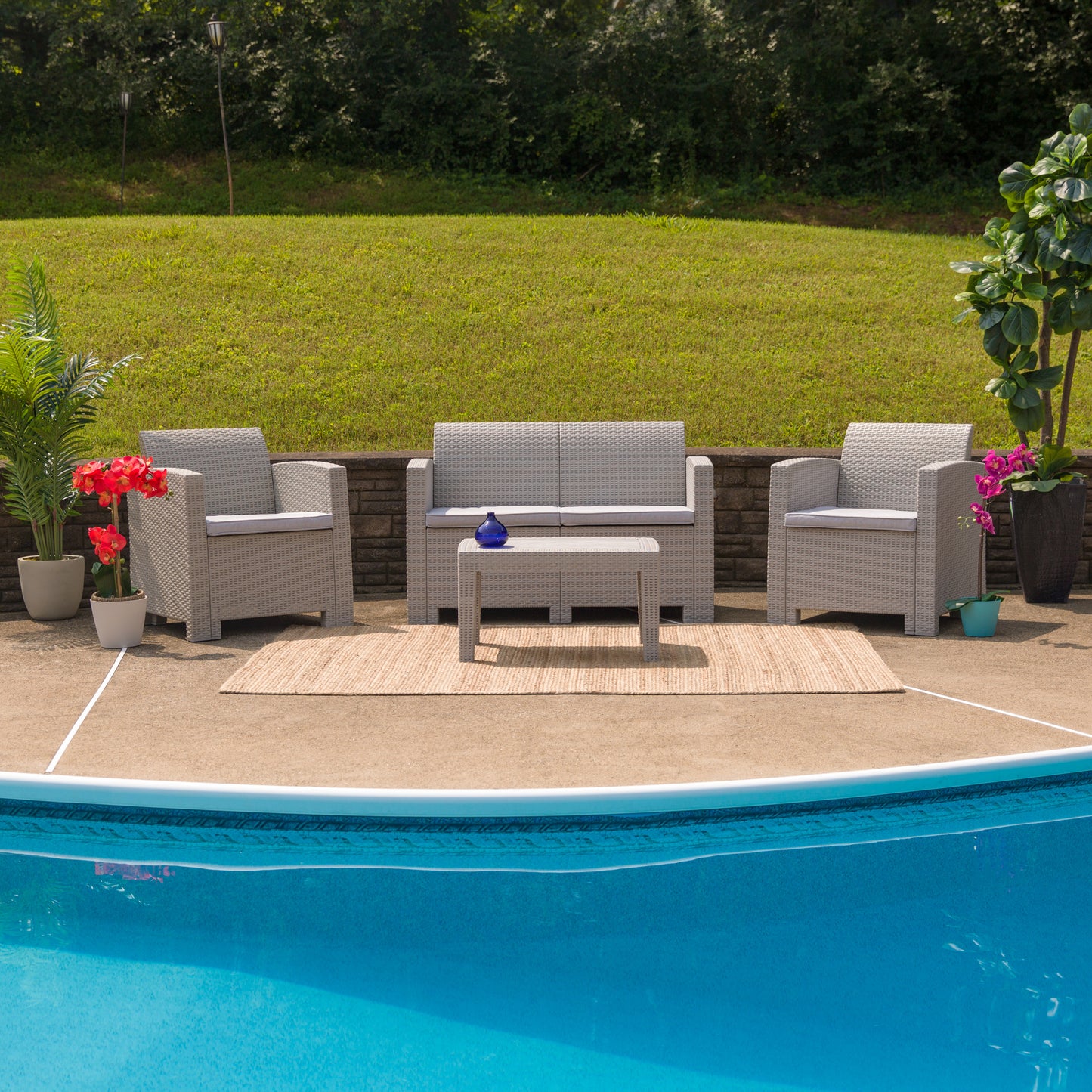 4 PC Gray Outdoor Rattan Set DAD-SF-112T-CRC-GG