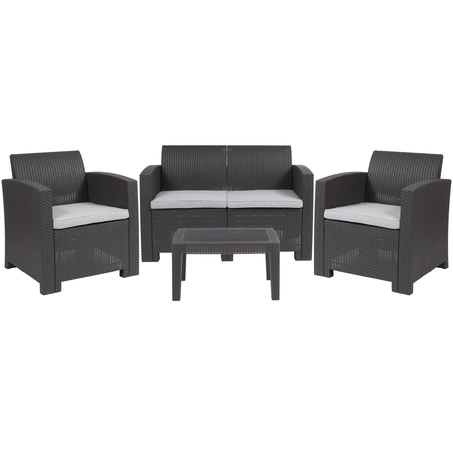 4 PC Gray Outdoor Rattan Set DAD-SF-112T-DKGY-GG