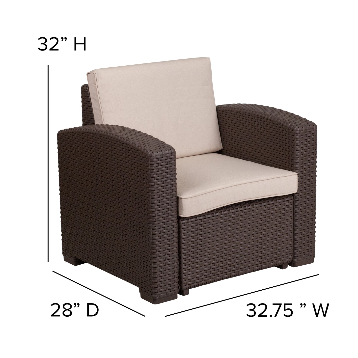 4 PC Brown Outdoor Rattan Set DAD-SF-113R-CBN-GG