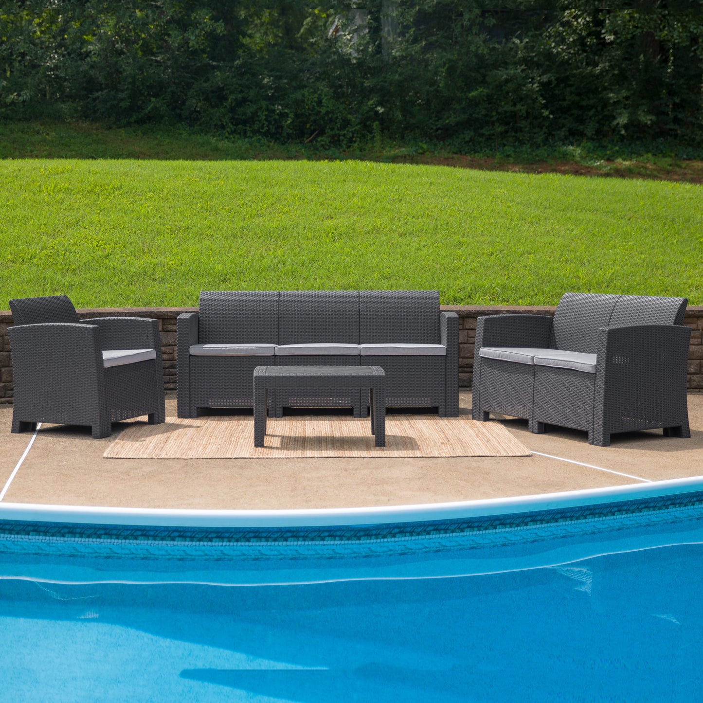 4 PC Gray Outdoor Rattan Set DAD-SF-123T-DKGY-GG