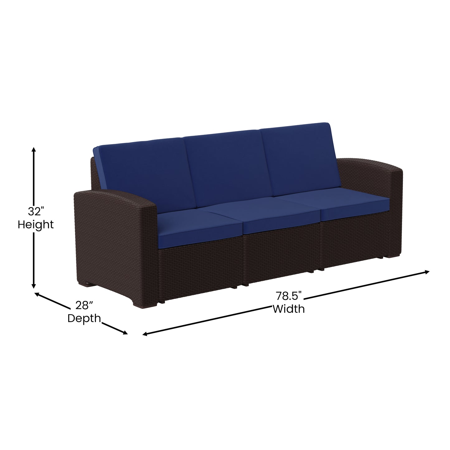 Chocolate Rattan Outdoor Sofa DAD-SF1-3-BNNV-GG