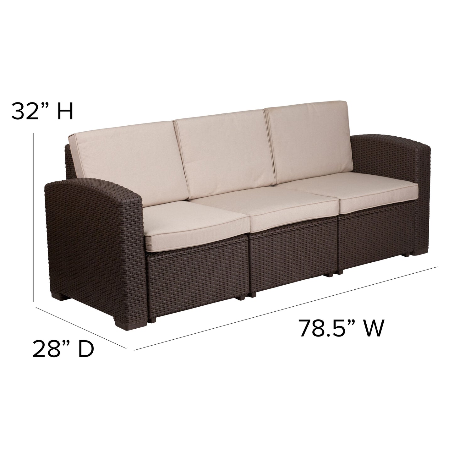 Chocolate Rattan Outdoor Sofa DAD-SF1-3-GG