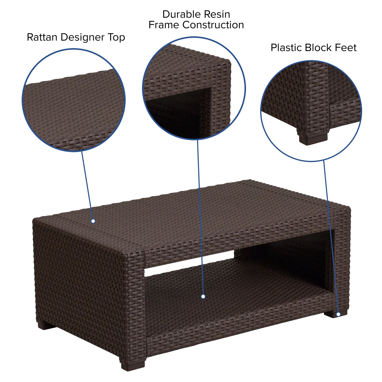 Chocolate Rattan Coffee Table DAD-SF1-R-GG