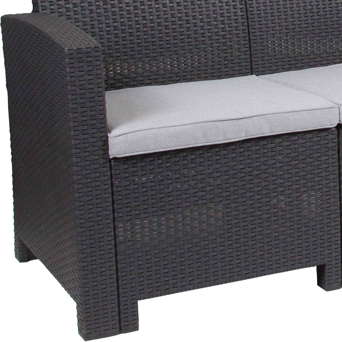 Dark Gray Rattan Outdoor Sofa DAD-SF2-3-DKGY-GG