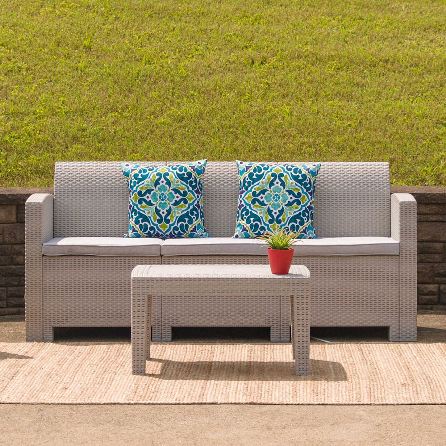 Light Gray Rattan Outdoor Sofa DAD-SF2-3-GG