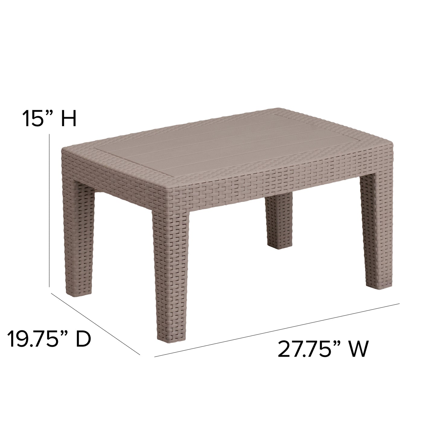 Light Gray Rattan Coffee Table DAD-SF2-T-GG