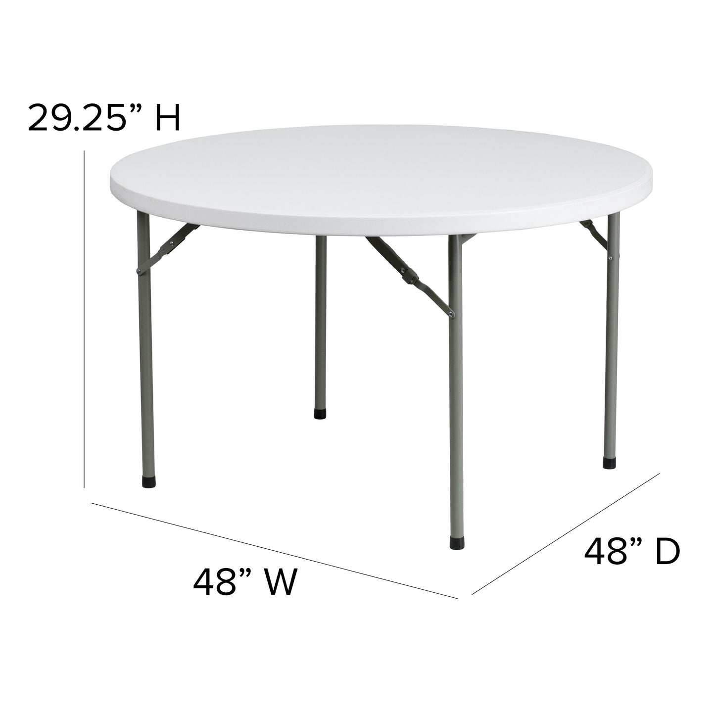 48RD White Plastic Fold Table DAD-YCZ-122R-GG