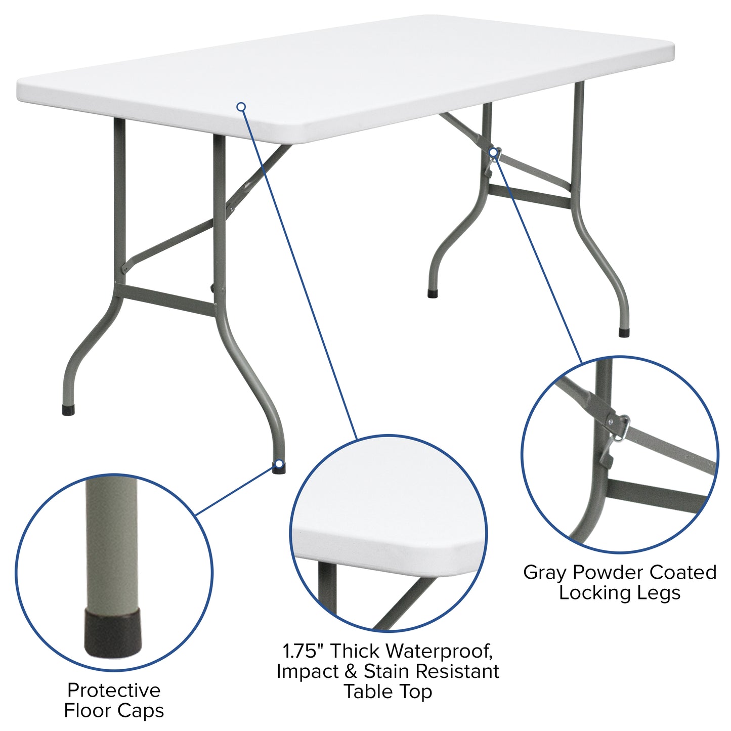 30x60 White Plastic Fold Table DAD-YCZ-152-GG