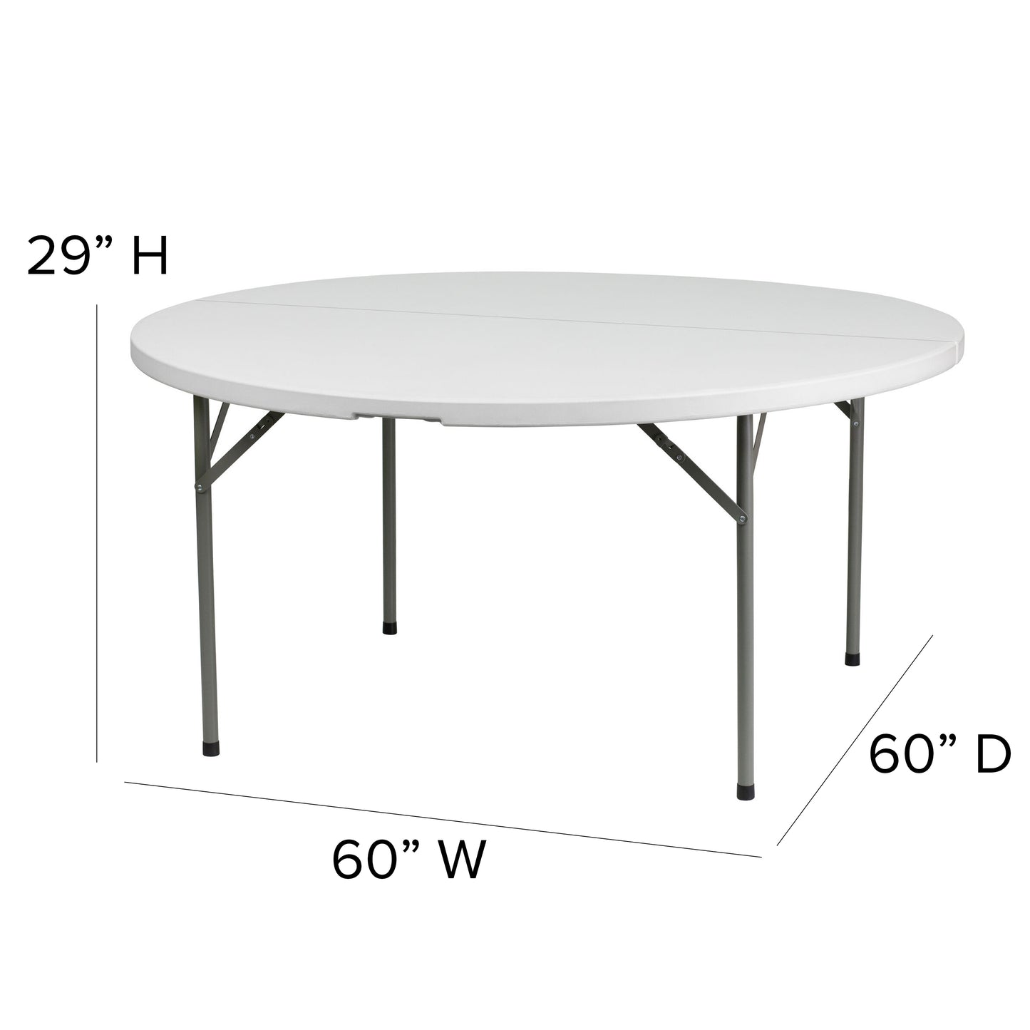 60RD White Plastic Fold Table DAD-YCZ-154-GW-GG