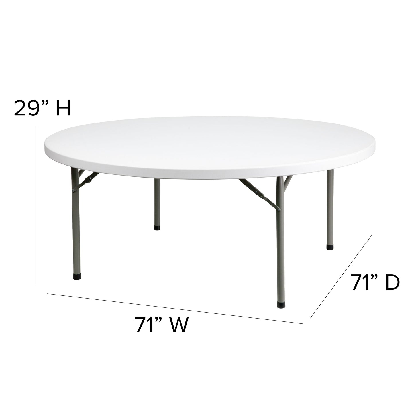 72RD White Plastic Fold Table DAD-YCZ-180R-GW-GG