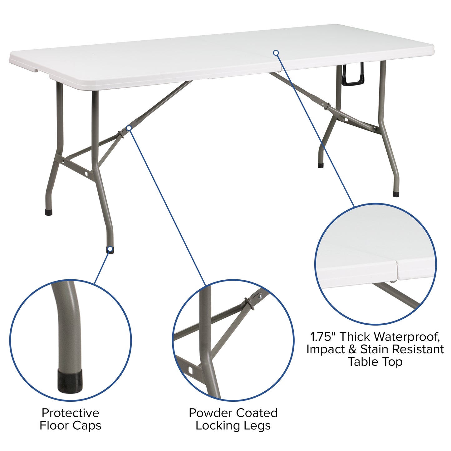 30x72 White Bi-Fold Table DAD-YCZ-183Z-GG