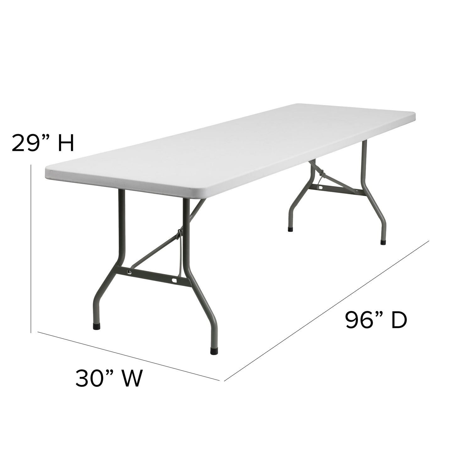 30x96 White Plastic Fold Table DAD-YCZ-244-GW-GG