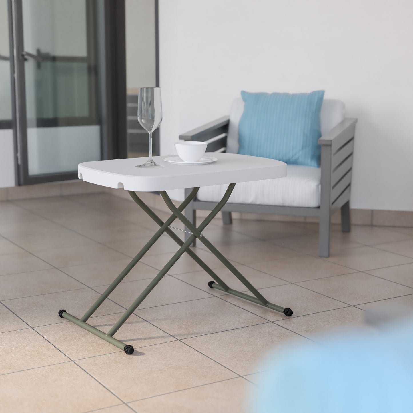 White Folding Adjustable Table DAD-YCZ-66X-GW-GG