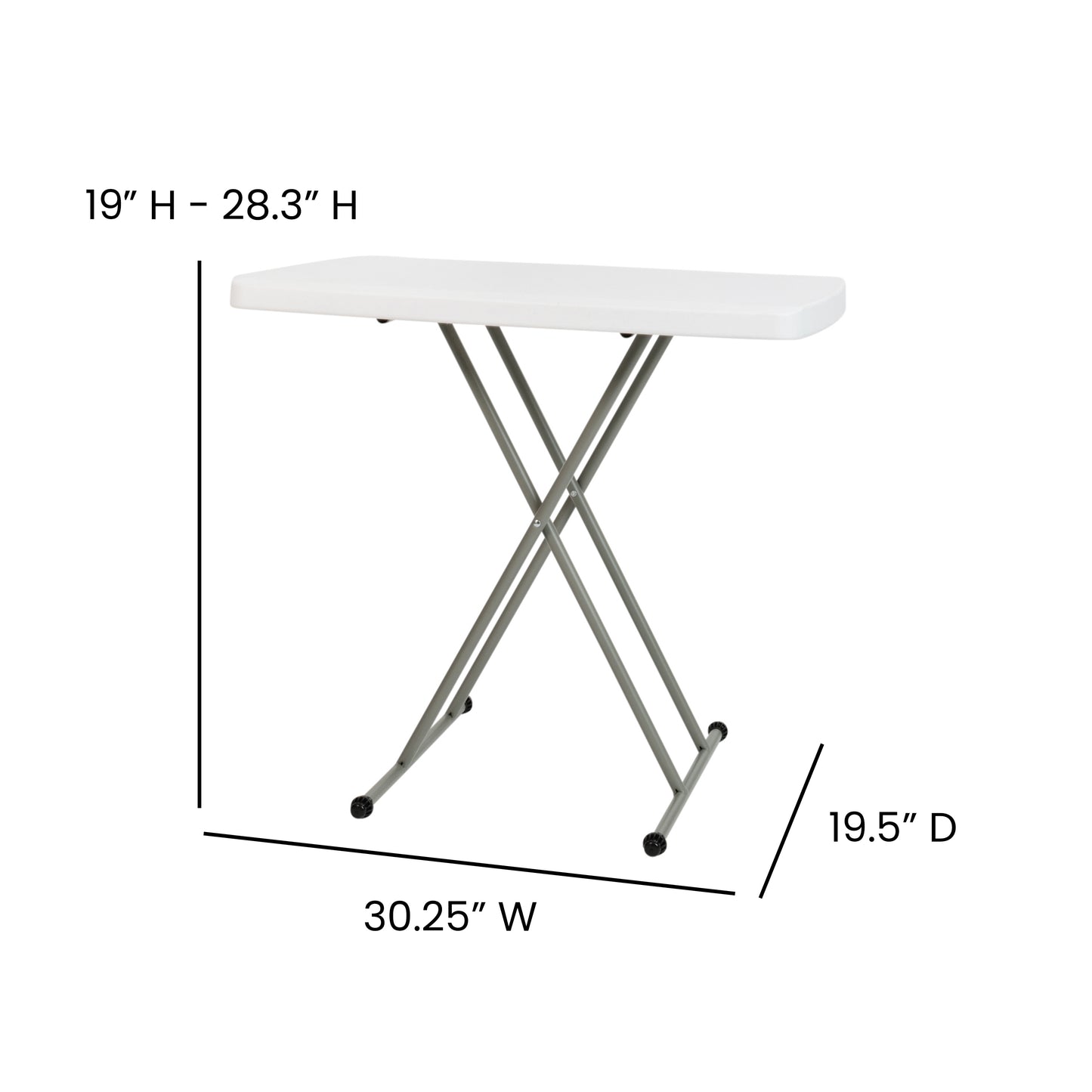 White Folding Adjustable Table DAD-YCZ-76X-GW-GG