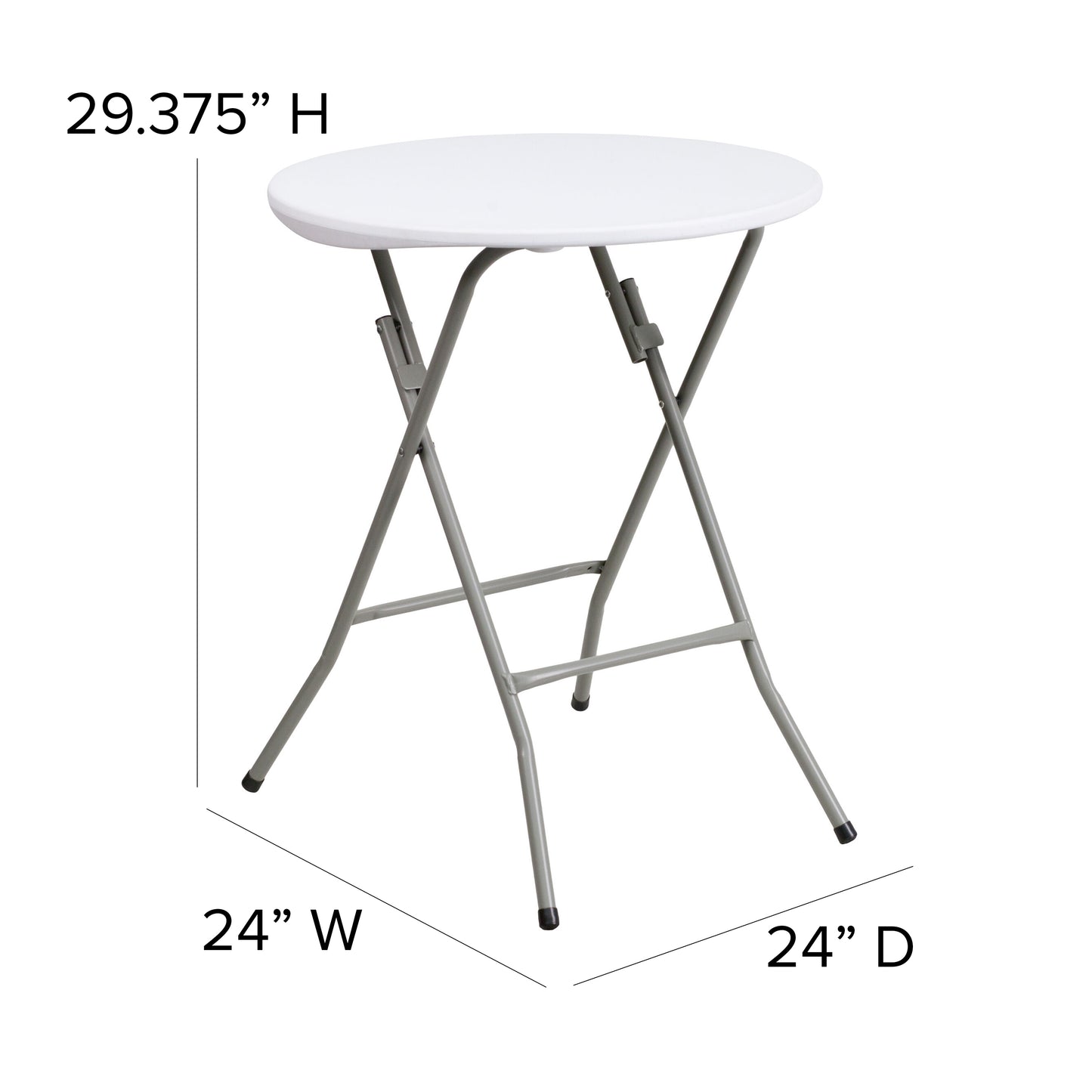 24RND White Plastic Fold Table DAD-YCZ-80R-1-SM-GW-GG