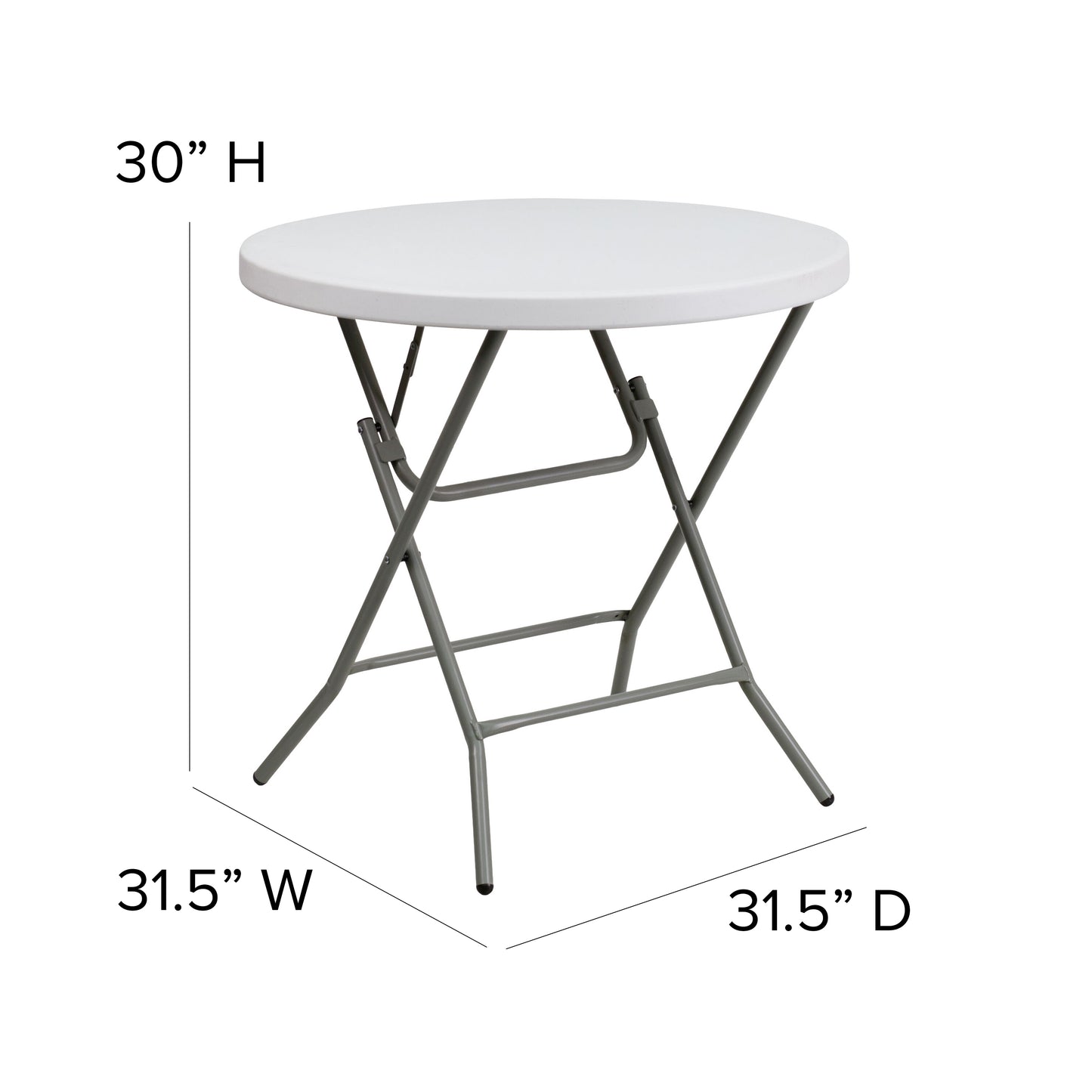 32RD White Plastic Fold Table DAD-YCZ-80R-GW-GG