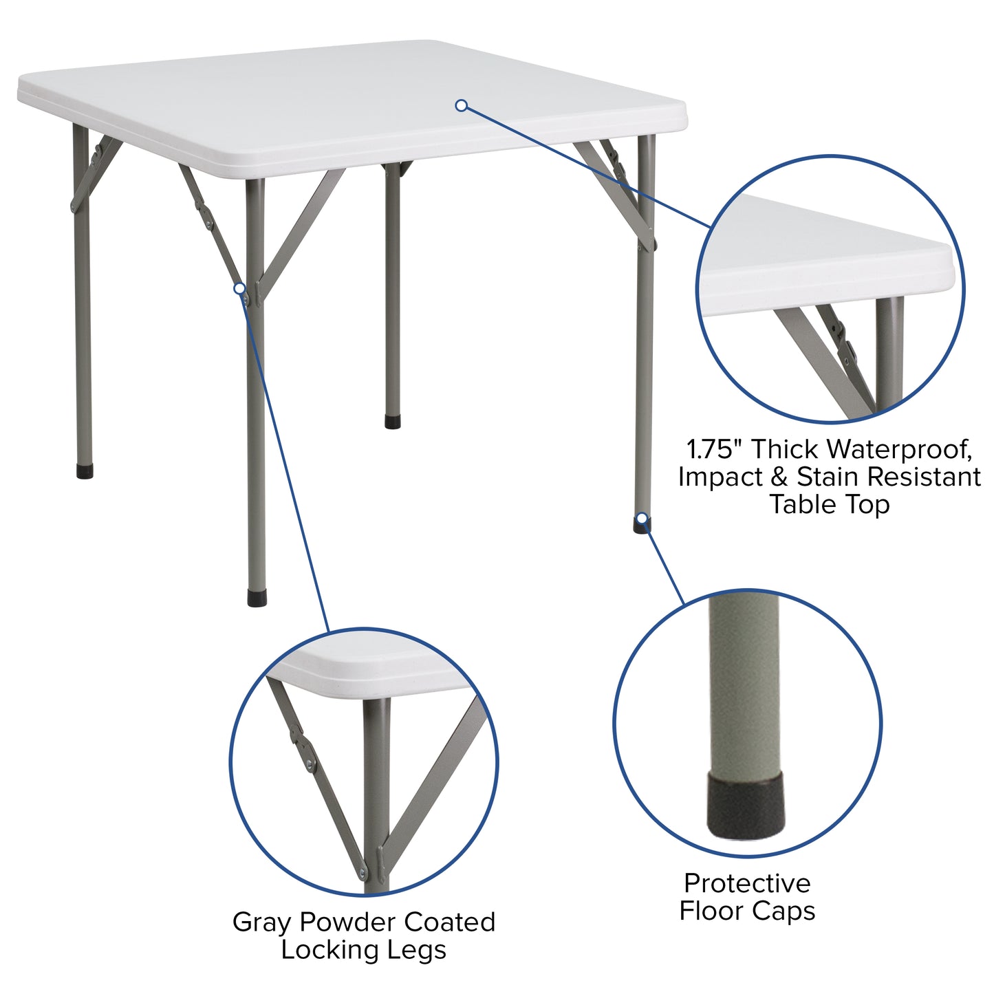 34SQ White Plastic Fold Table DAD-YCZ-86-GG