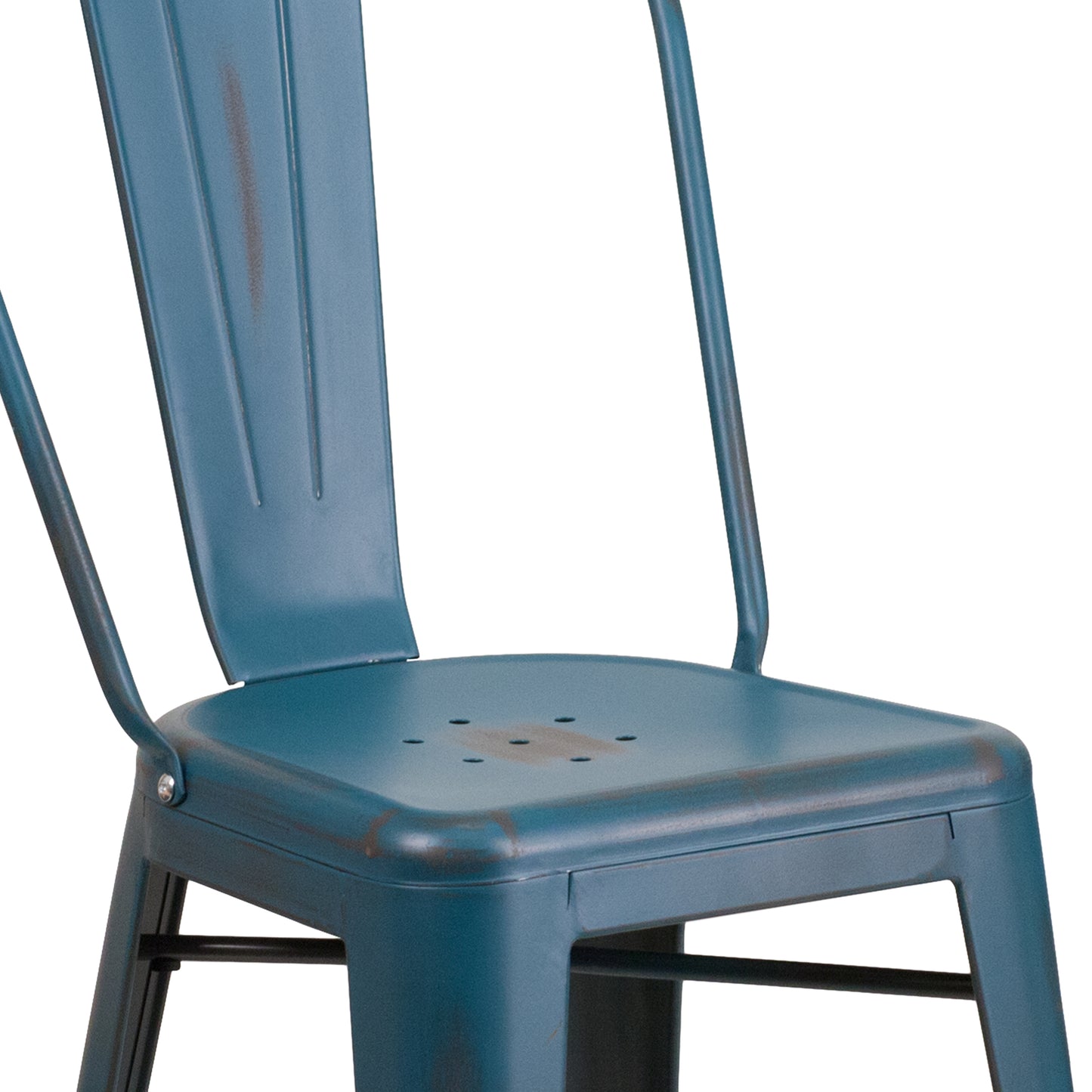 Distressed Blue Metal Stool ET-3534-24-AB-GG