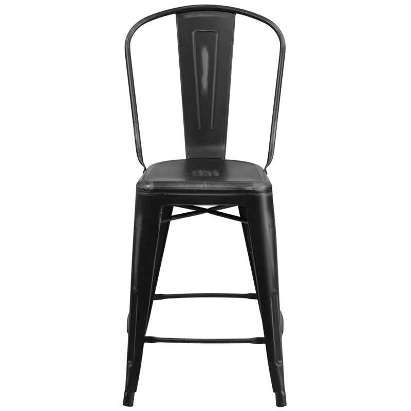 Distressed Black Metal Stool ET-3534-24-BK-GG