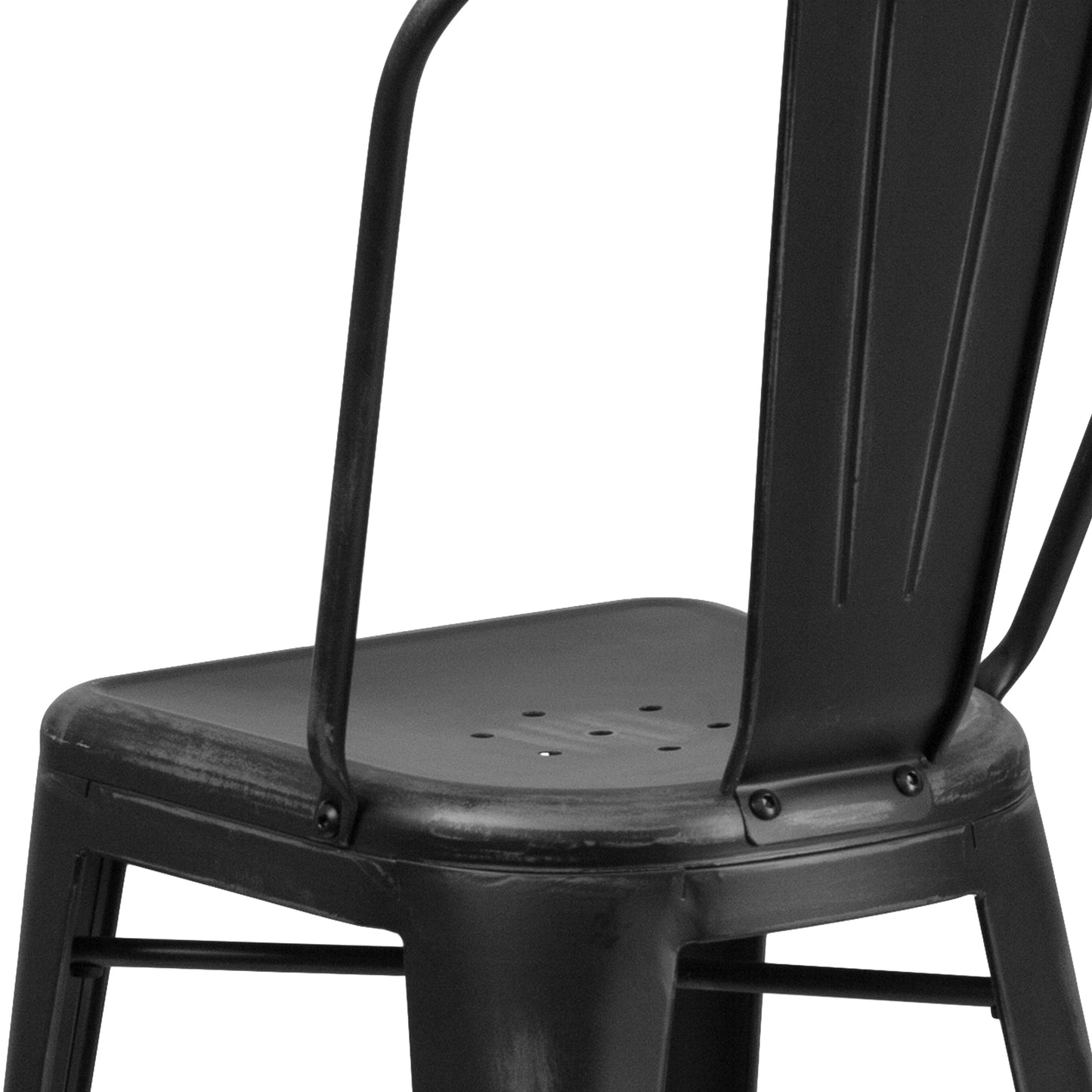 Distressed Black Metal Stool ET-3534-24-BK-GG