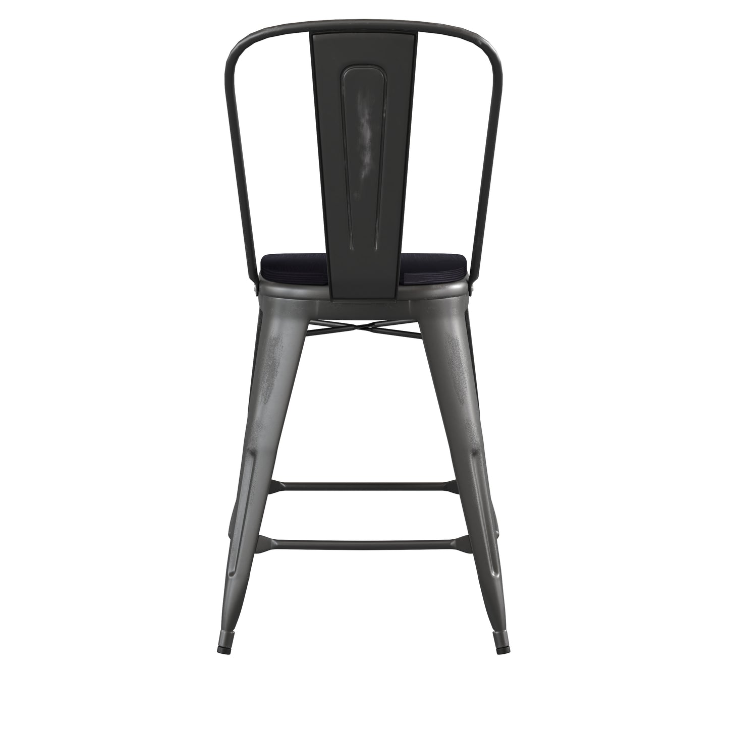 Black Metal Stool-Black Seat ET-3534-24-BK-PL1B-GG