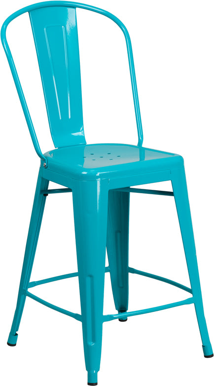 24" Teal Metal Outdoor Stool ET-3534-24-CB-GG