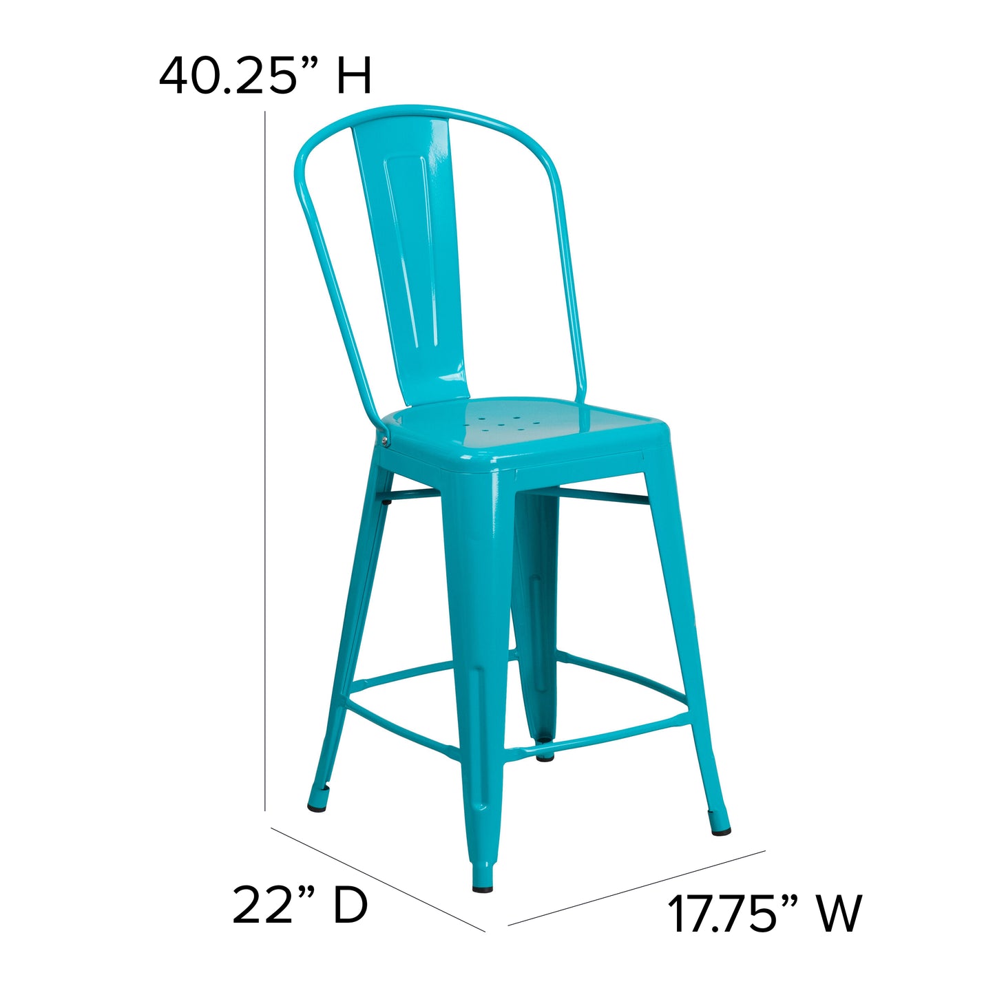 24" Teal Metal Outdoor Stool ET-3534-24-CB-GG