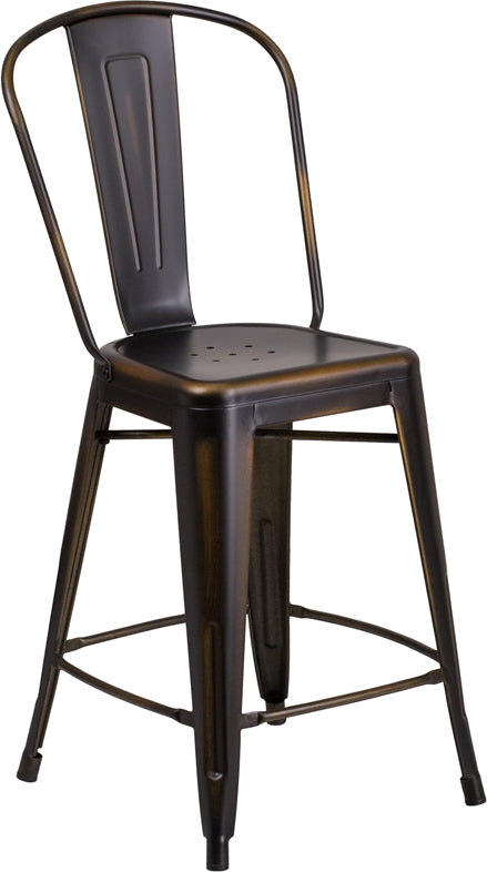 Distressed Copper Metal Stool ET-3534-24-COP-GG