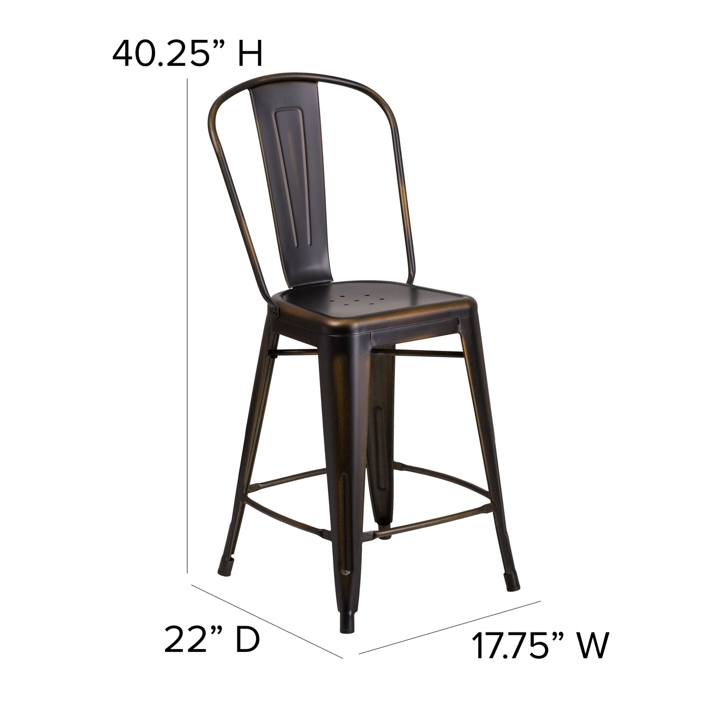 Distressed Copper Metal Stool ET-3534-24-COP-GG