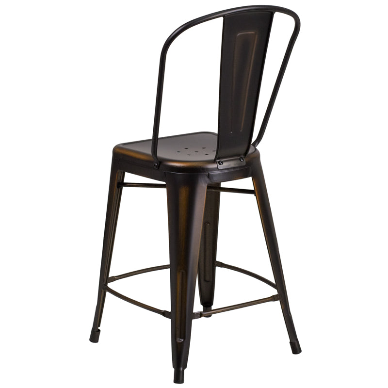 Distressed Copper Metal Stool ET-3534-24-COP-GG