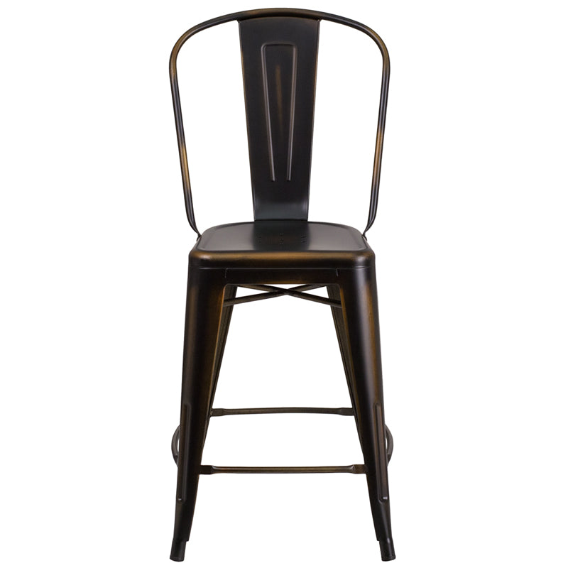 Distressed Copper Metal Stool ET-3534-24-COP-GG