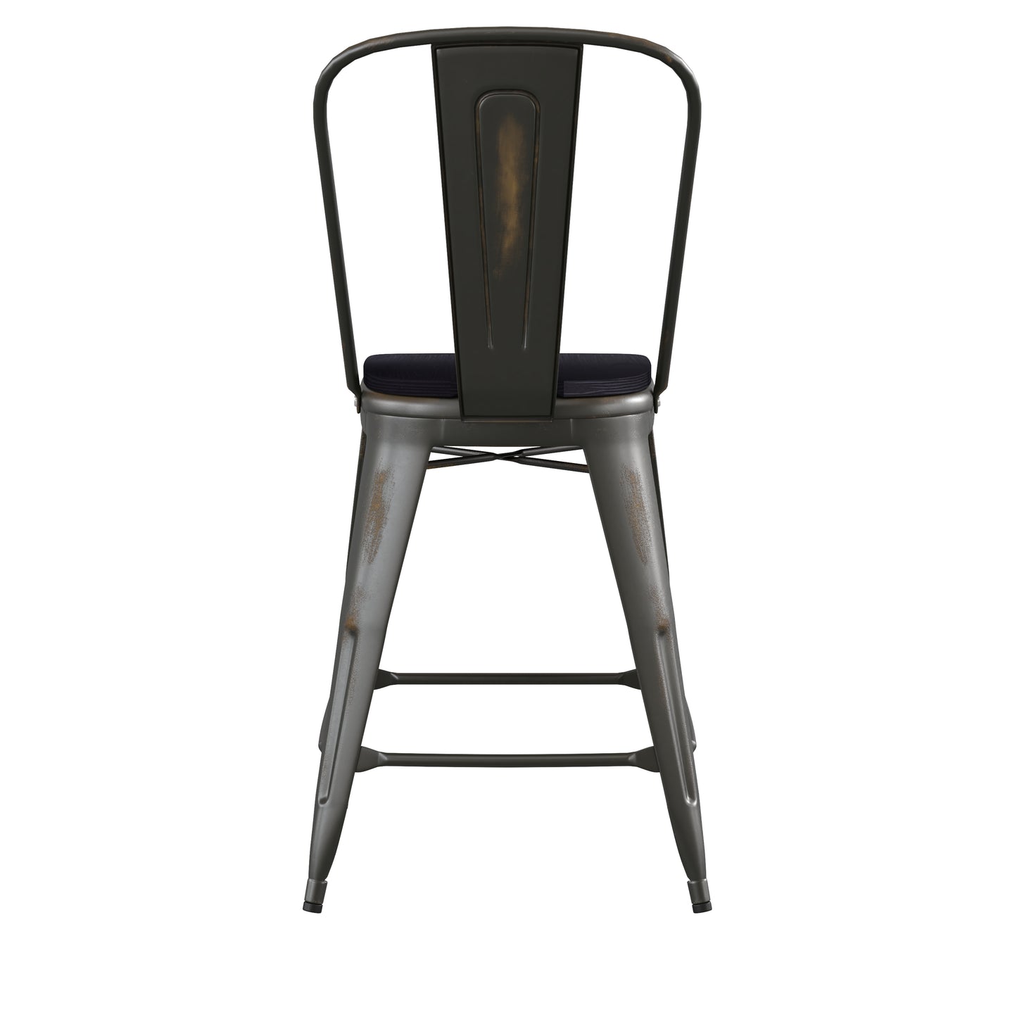 Copper Metal Stool-Black Seat ET-3534-24-COP-PL1B-GG