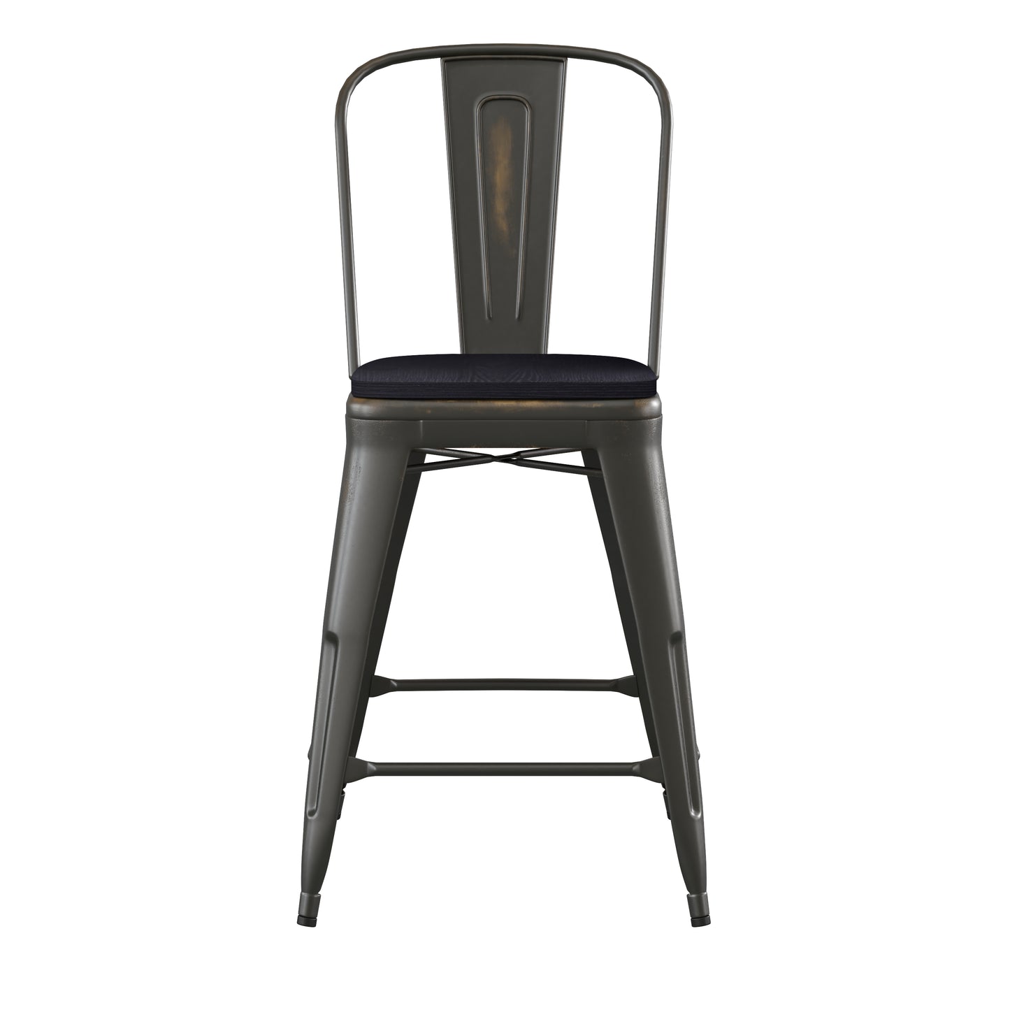 Copper Metal Stool-Black Seat ET-3534-24-COP-PL1B-GG