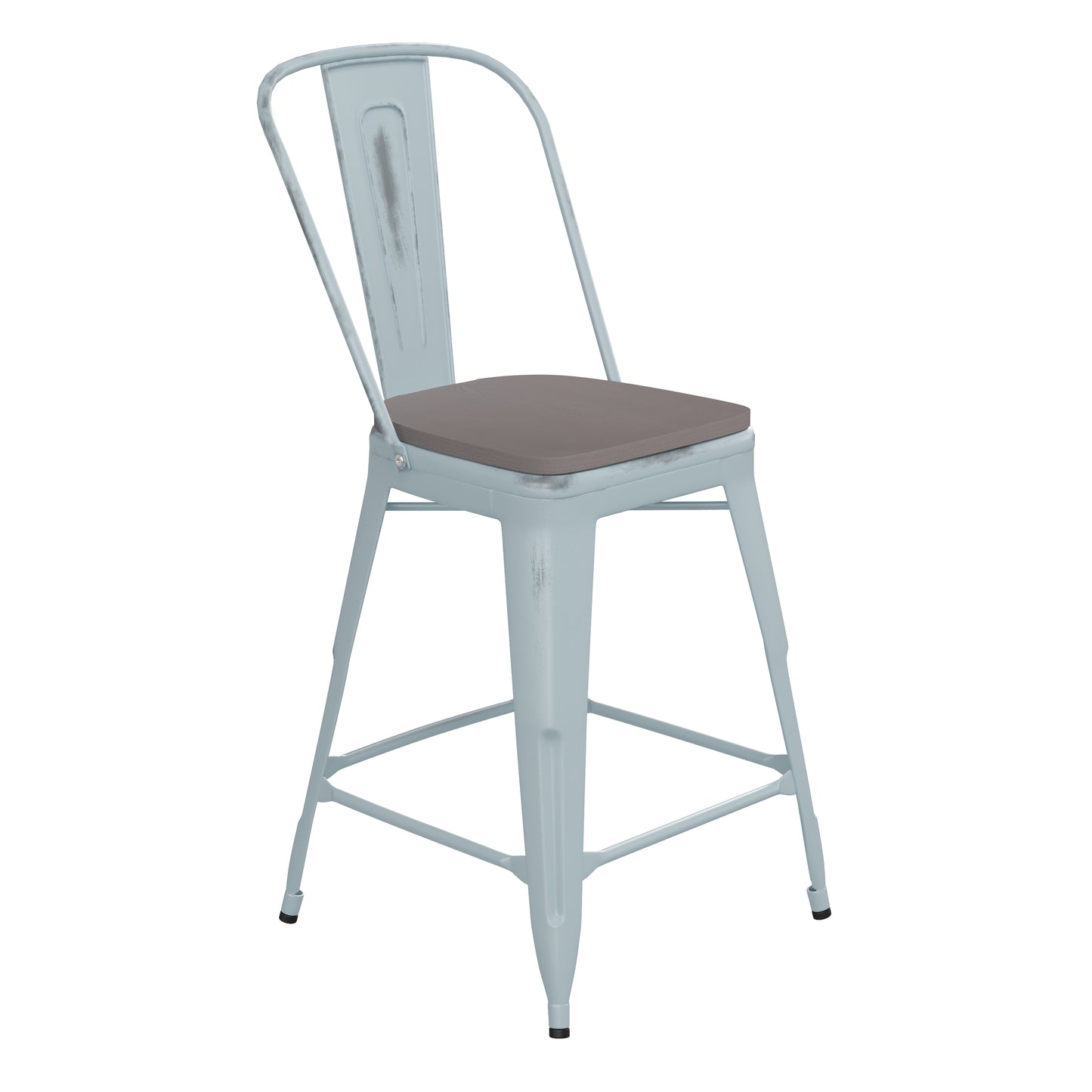 Green-Bl Metal Stool-Gray Seat ET-3534-24-DB-PL1G-GG