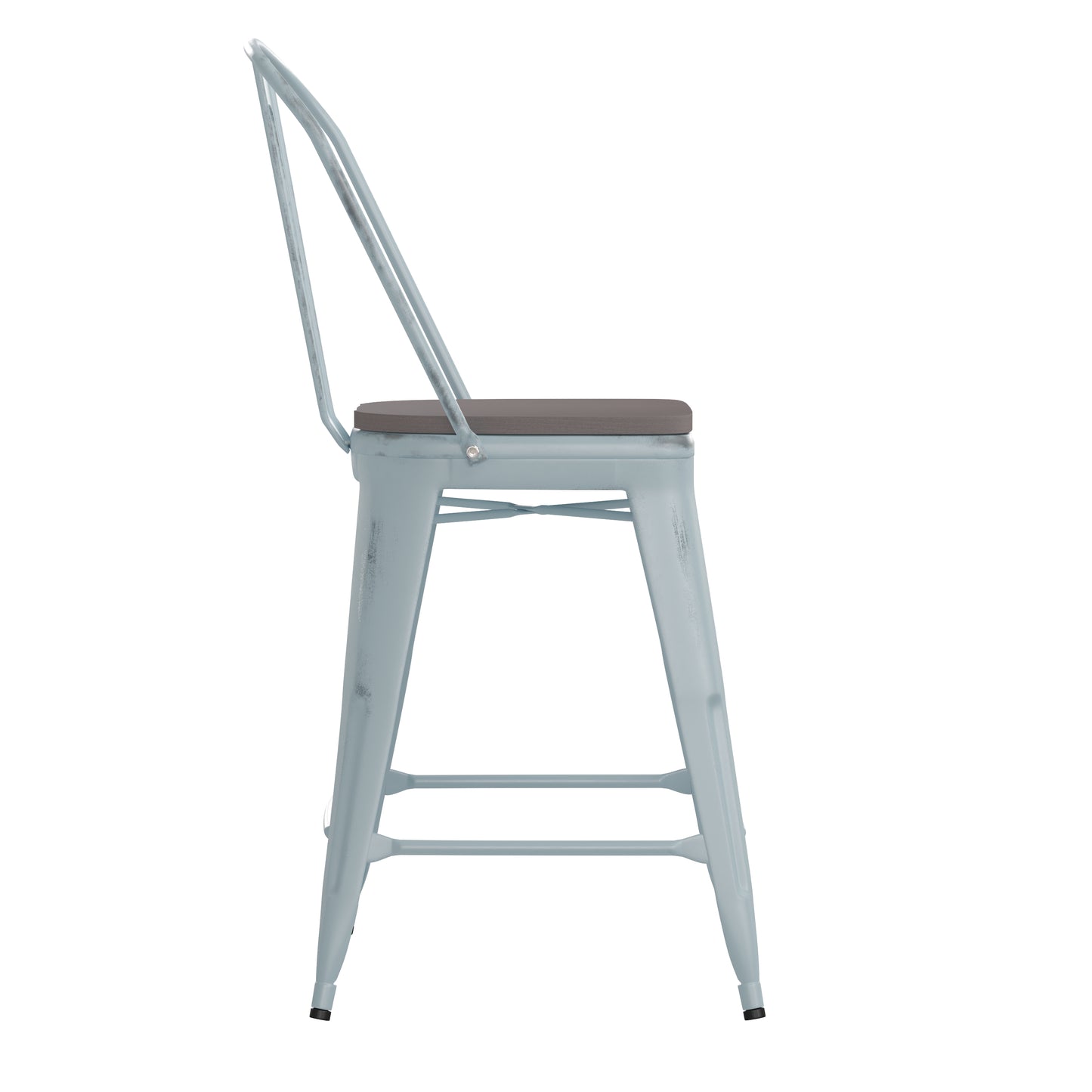 Green-Bl Metal Stool-Gray Seat ET-3534-24-DB-PL1G-GG