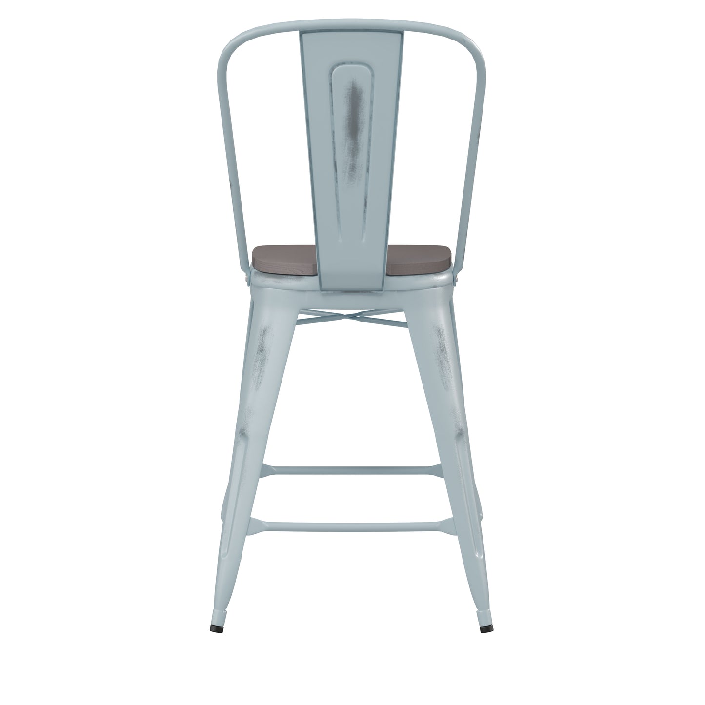 Green-Bl Metal Stool-Gray Seat ET-3534-24-DB-PL1G-GG