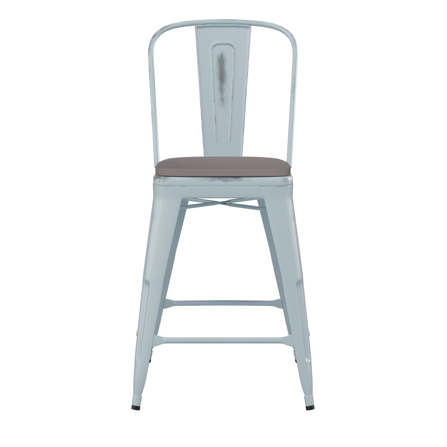 Green-Bl Metal Stool-Gray Seat ET-3534-24-DB-PL1G-GG