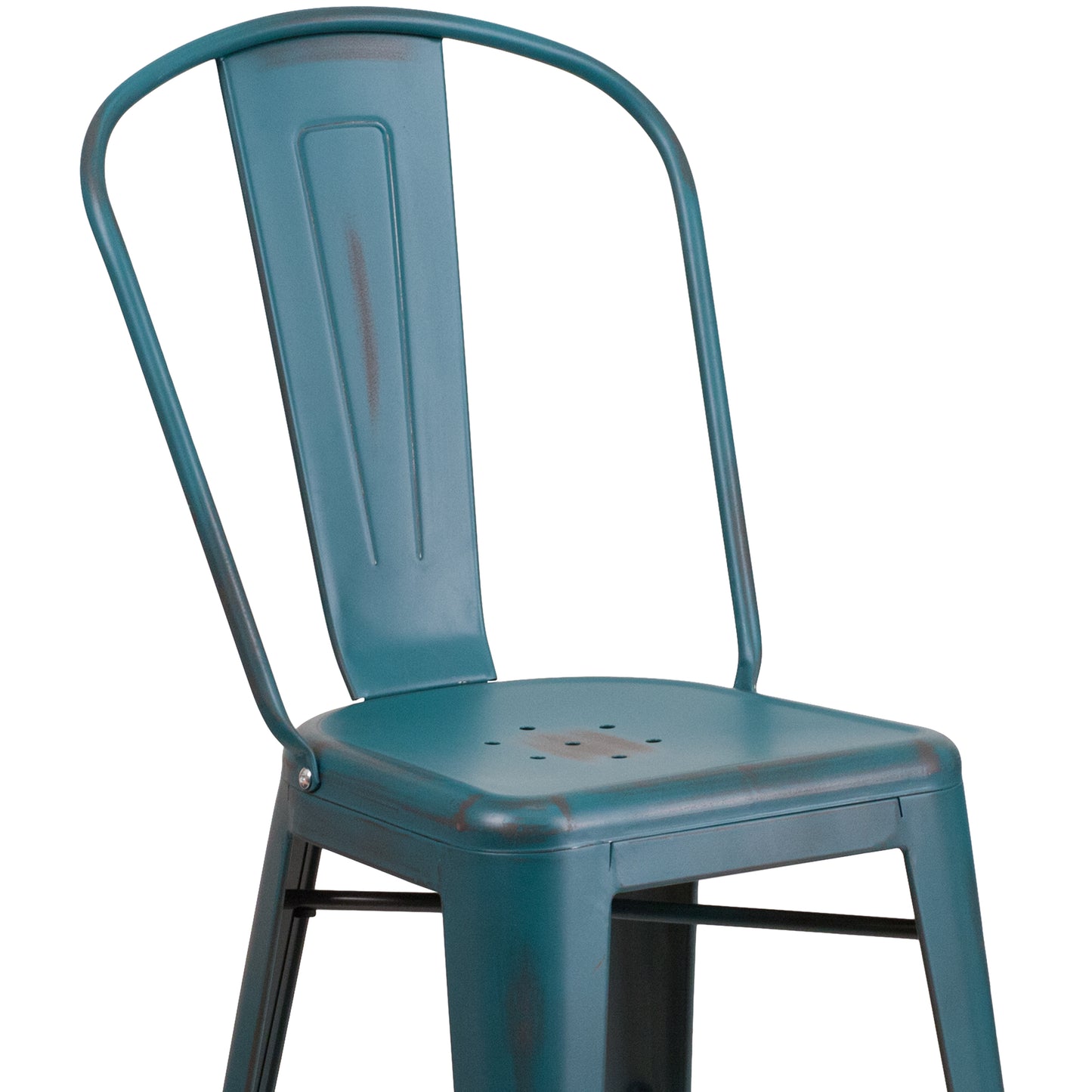 Distressed Blue-Tl Metal Stool ET-3534-24-KB-GG