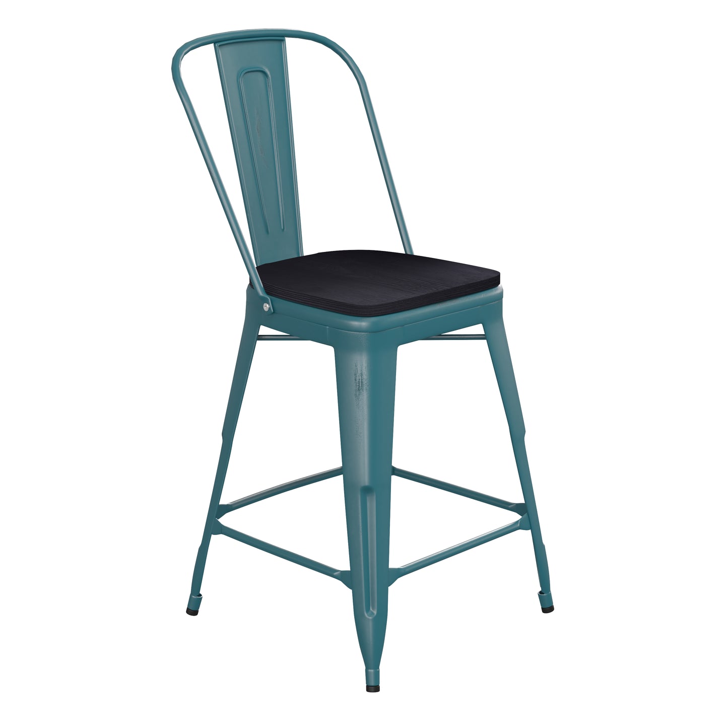 Blue-Tl Metal Stool-Black Seat ET-3534-24-KB-PL1B-GG