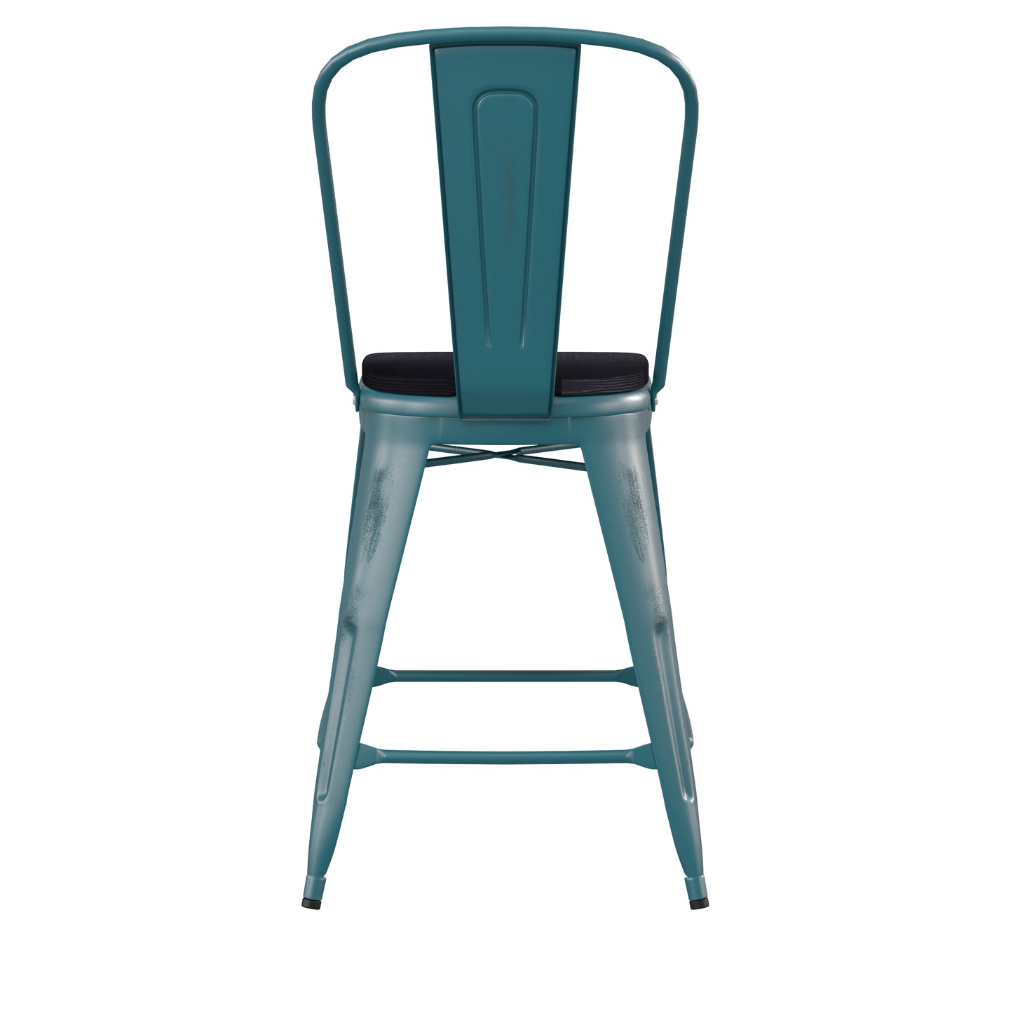 Blue-Tl Metal Stool-Black Seat ET-3534-24-KB-PL1B-GG