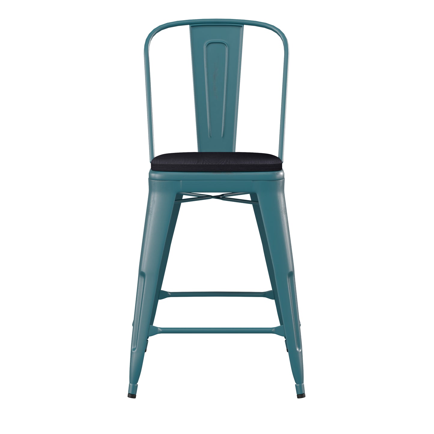 Blue-Tl Metal Stool-Black Seat ET-3534-24-KB-PL1B-GG