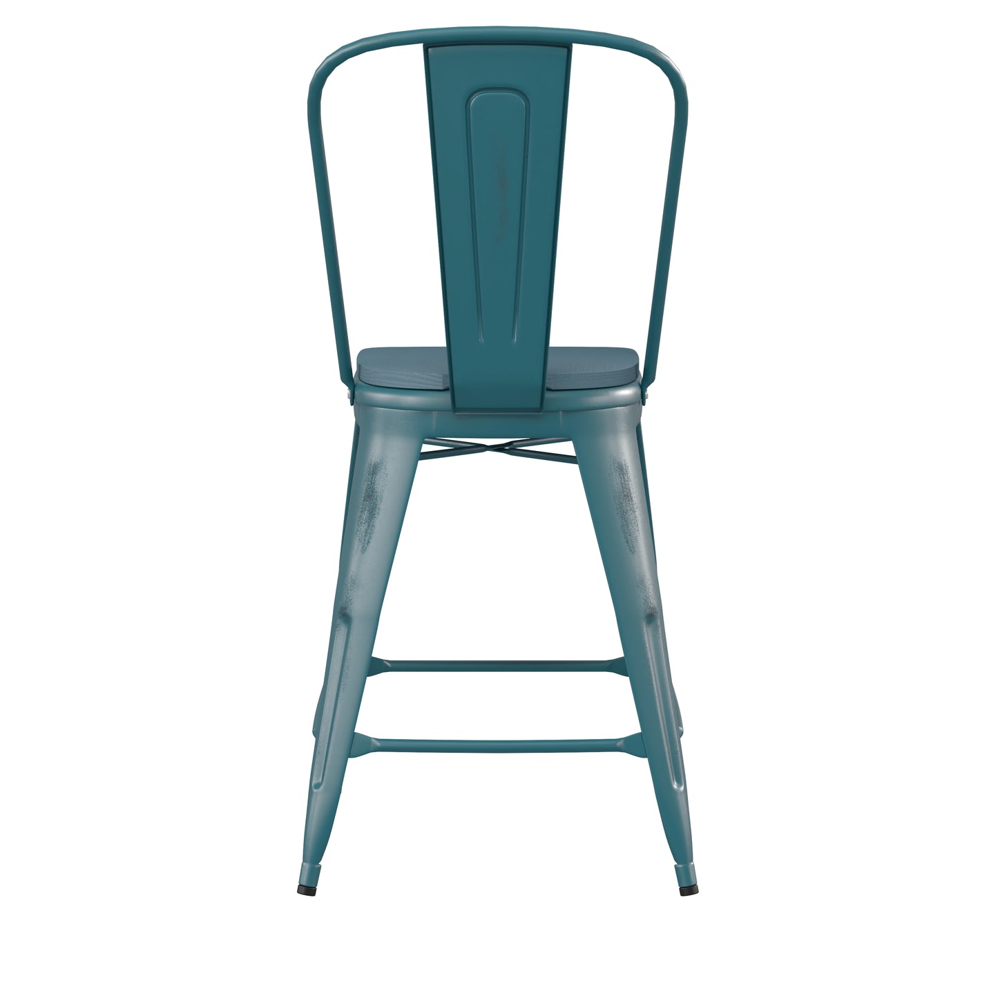 Blue-Tl Metal Stool-Teal Seat ET-3534-24-KB-PL1C-GG