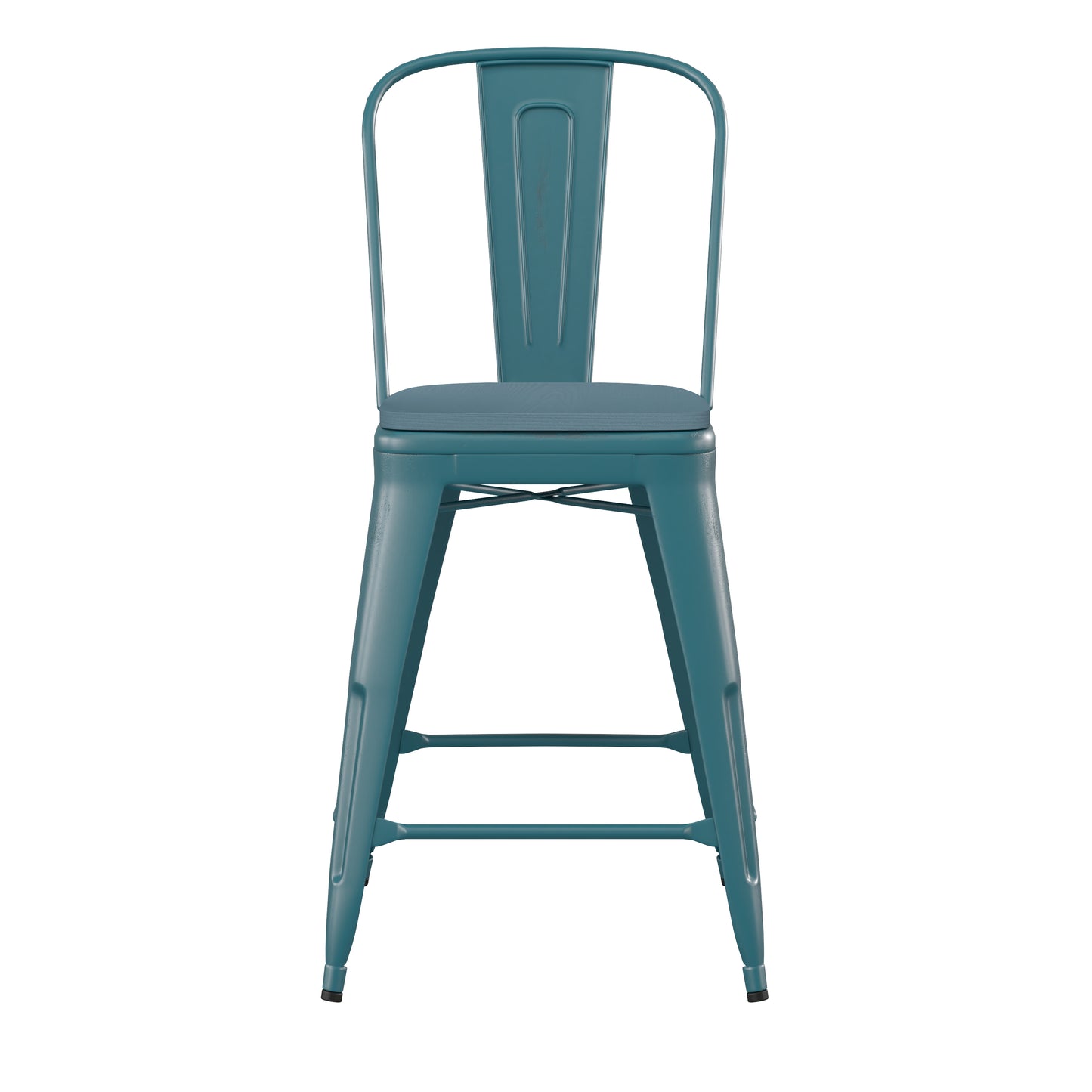 Blue-Tl Metal Stool-Teal Seat ET-3534-24-KB-PL1C-GG